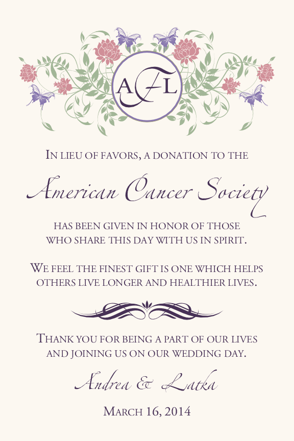 Butterfly Kisses Contemporary Monogram Wedding Donation